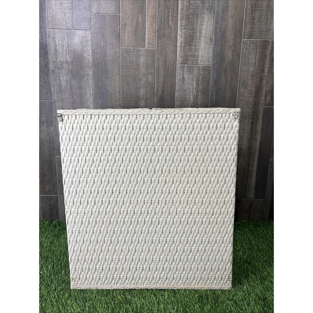 Vintage White Wicker Cabinet Coquette Cottagecore Bathroom Storage Shelf